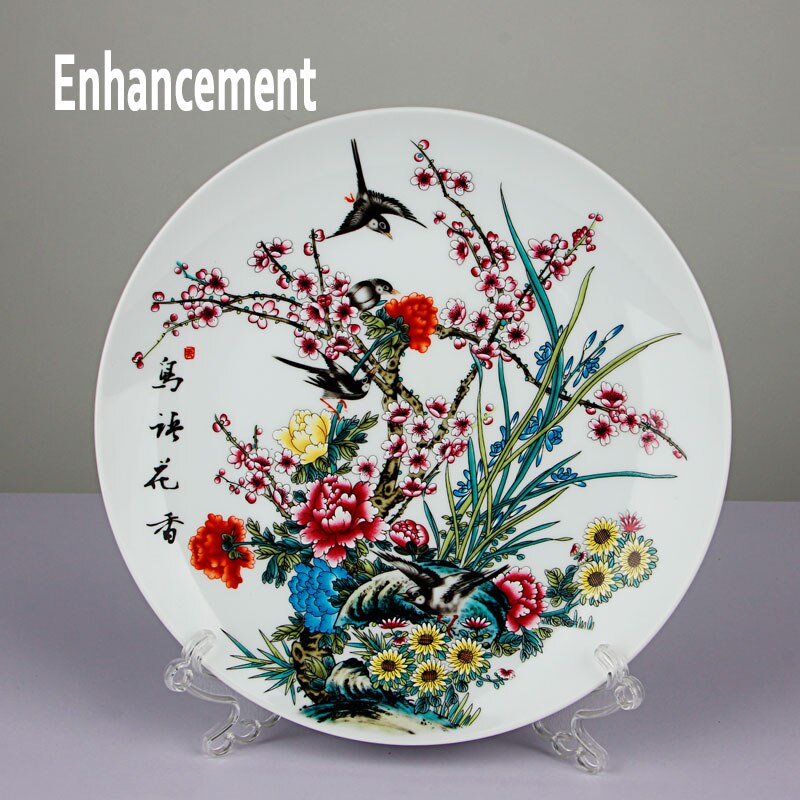 New Chinese Style Lucky Ceramic Ornamental Plate Chinese Decoration Dish Plate Porcelain Plate Set Wedding Gift acacuss