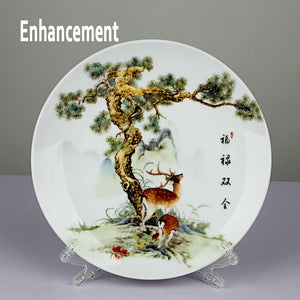 New Chinese Style Lucky Ceramic Ornamental Plate Chinese Decoration Dish Plate Porcelain Plate Set Wedding Gift acacuss