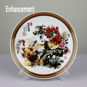 New Chinese Style Lucky Ceramic Ornamental Plate Chinese Decoration Dish Plate Porcelain Plate Set Wedding Gift acacuss