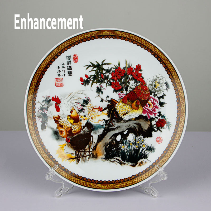 New Chinese Style Lucky Ceramic Ornamental Plate Chinese Decoration Dish Plate Porcelain Plate Set Wedding Gift acacuss