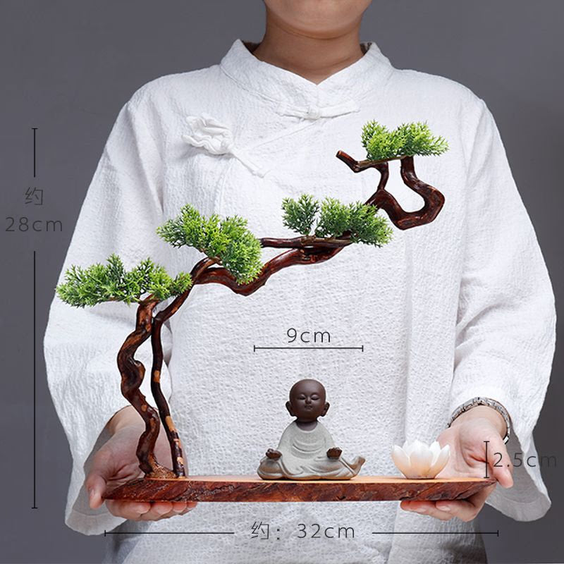 New Chinese style desktop porch decoration root carving welcome pine decorative art office incense burner decoration acacuss