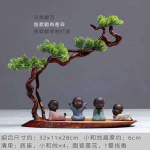 New Chinese style desktop porch decoration root carving welcome pine decorative art office incense burner decoration acacuss