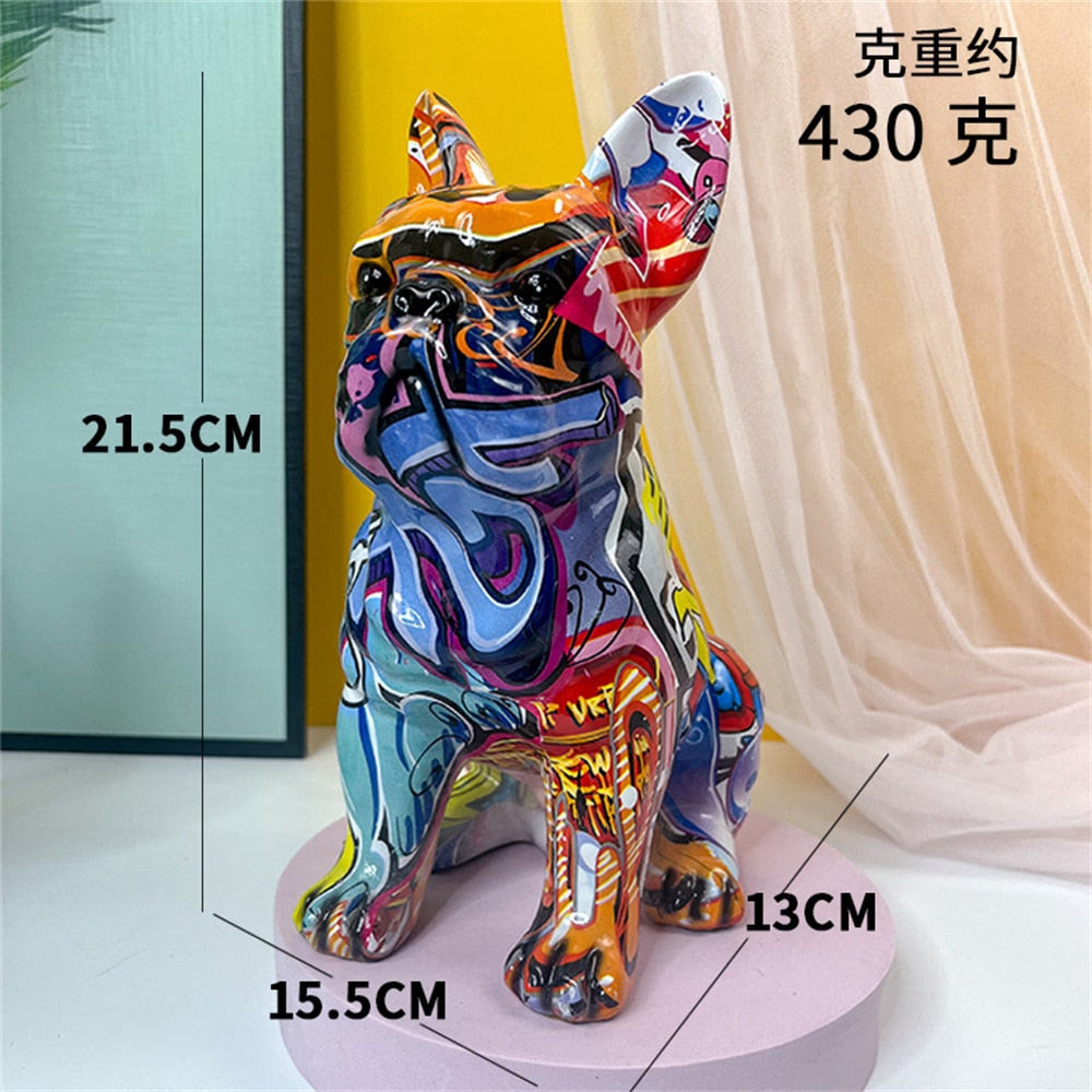 New Colored French Bulldog Resin Sculpture Figurine Statue Office Home Decoration Ornaments Desktop Handmade Craft Modern Art acacuss