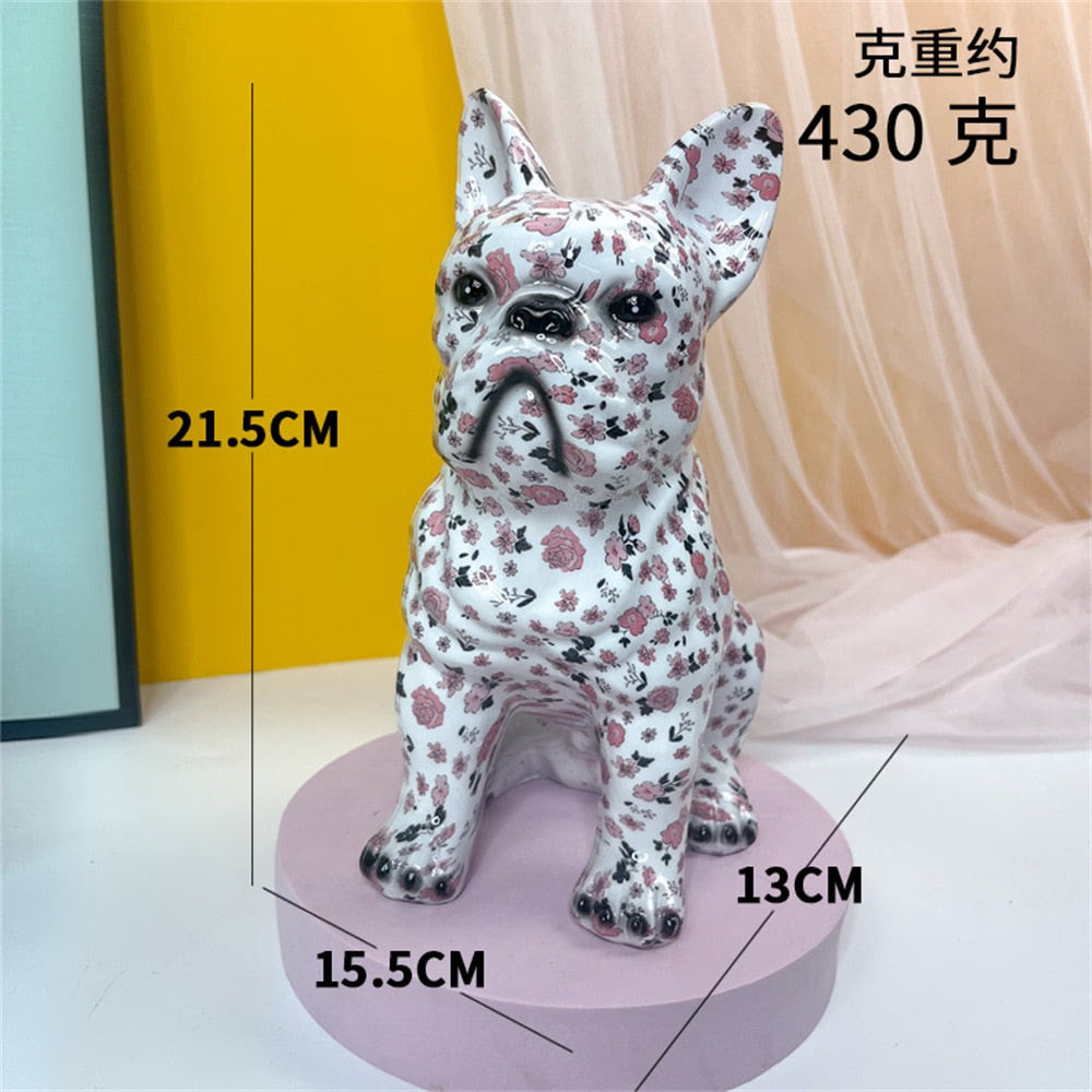 New Colored French Bulldog Resin Sculpture Figurine Statue Office Home Decoration Ornaments Desktop Handmade Craft Modern Art acacuss