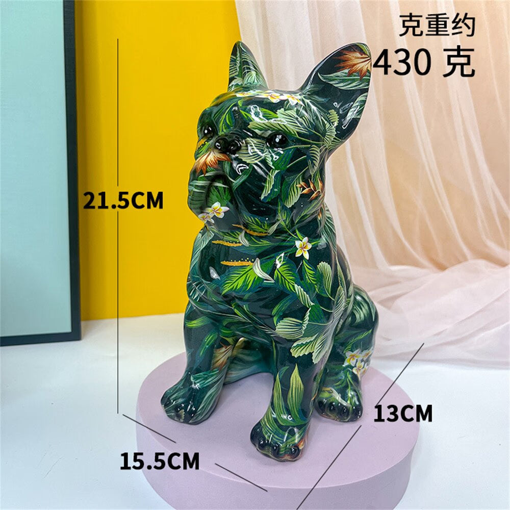 New Colored French Bulldog Resin Sculpture Figurine Statue Office Home Decoration Ornaments Desktop Handmade Craft Modern Art acacuss