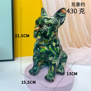 New Colored French Bulldog Resin Sculpture Figurine Statue Office Home Decoration Ornaments Desktop Handmade Craft Modern Art acacuss