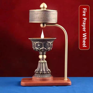 New Fire-Turning Prayer Wheel Charging Butter Lamp Burning Lamp Falun Through Led Tibetan Electric Prayer Wheel Household acacuss