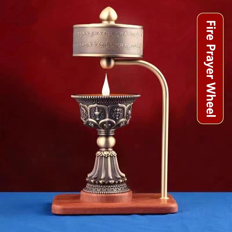 New Fire-Turning Prayer Wheel Charging Butter Lamp Burning Lamp Falun Through Led Tibetan Electric Prayer Wheel Household acacuss