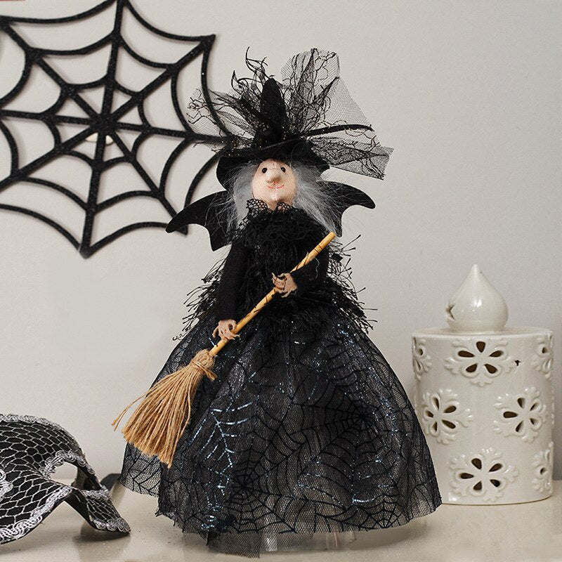 New Halloween Home Decoration Ghost Festival Non woven Witch Doll Tree Top Star Desktop Decoration Doll Pendant acacuss