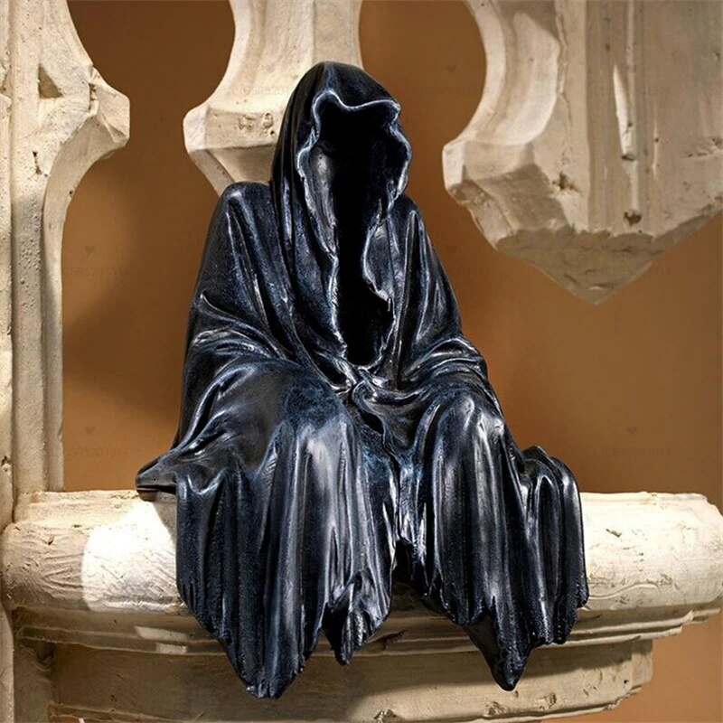 New Halloween Various Dark Death Ghost Resin Crafts Horror Skull Reaper Vintage Statue Ornaments Desktop Furniture Decorations acacuss