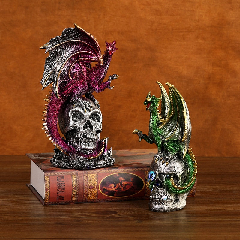 New Halloween new fighting dragon resin ornaments skeleton home desktop porch decoration decorative gifts acacuss