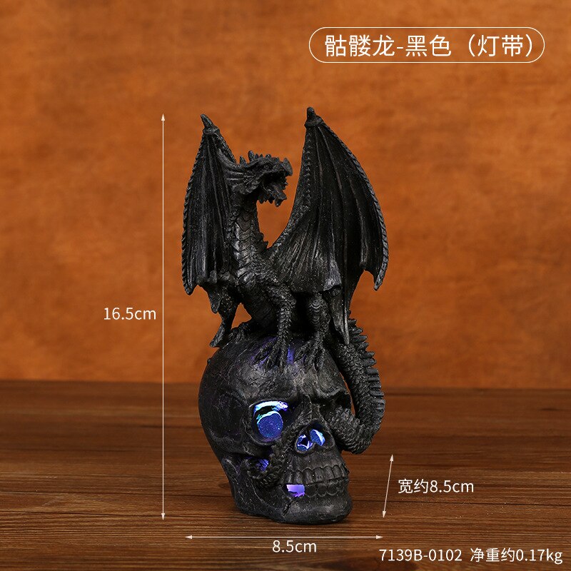 New Halloween new fighting dragon resin ornaments skeleton home desktop porch decoration decorative gifts acacuss
