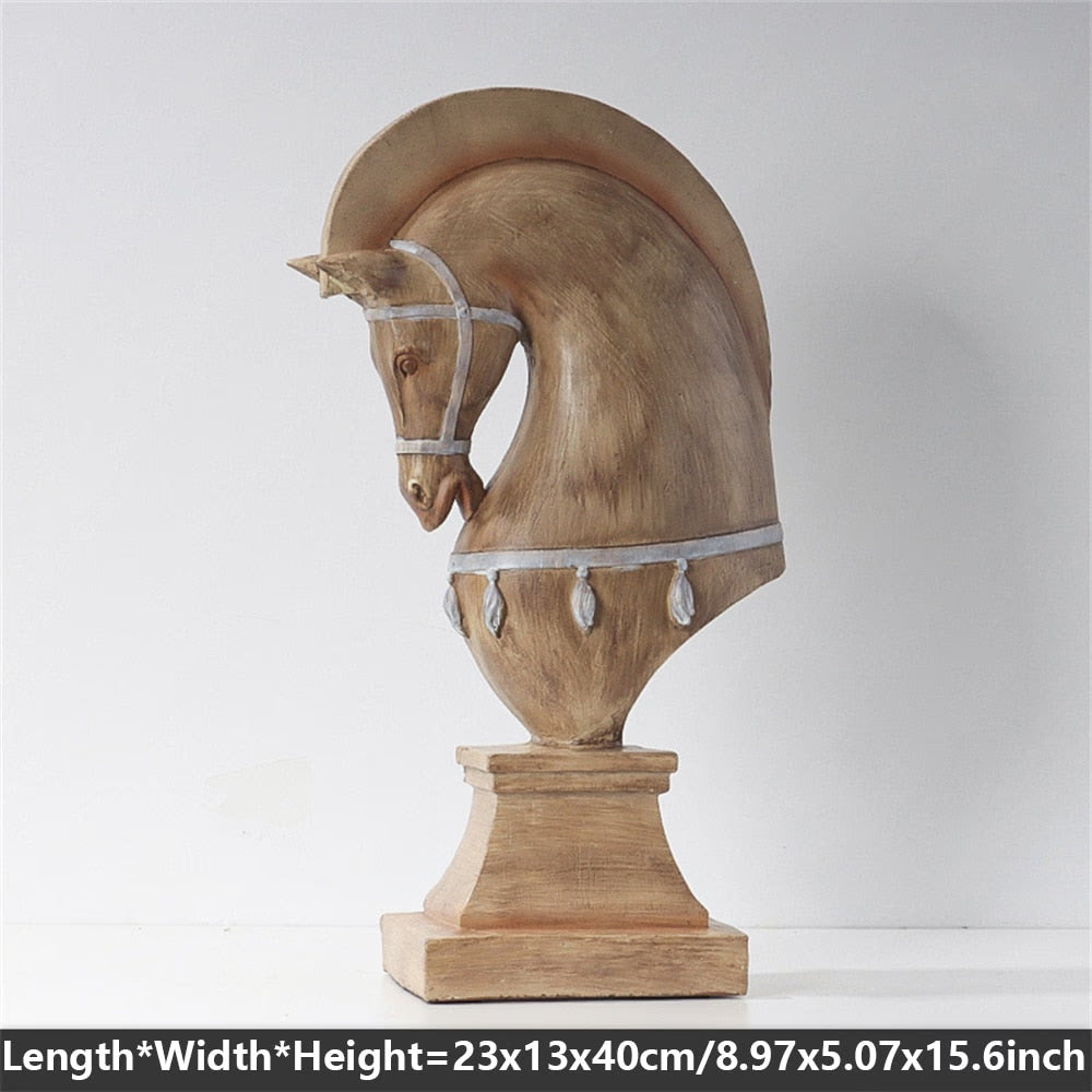 New Nordic Ancient Horse Statue Resin Sculpture Figurine Office Home Decoration Ornaments Desktop Handmade Craft Modern Art acacuss
