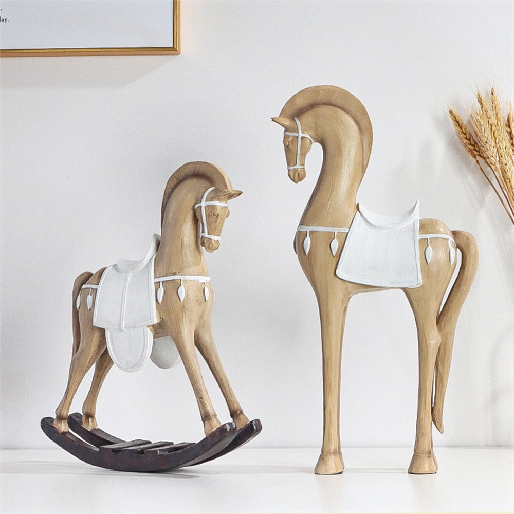 New Nordic Ancient Horse Statue Resin Sculpture Figurine Office Home Decoration Ornaments Desktop Handmade Craft Modern Art acacuss