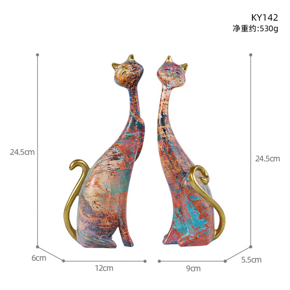 New Nordic Cute Cat Catty Resin Sculpture Figurine Office Home Decoration Ornaments Desktop Decor Handmade Craft Modern Art acacuss