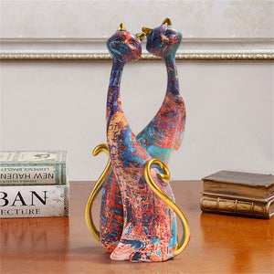 New Nordic Cute Cat Catty Resin Sculpture Figurine Office Home Decoration Ornaments Desktop Decor Handmade Craft Modern Art acacuss