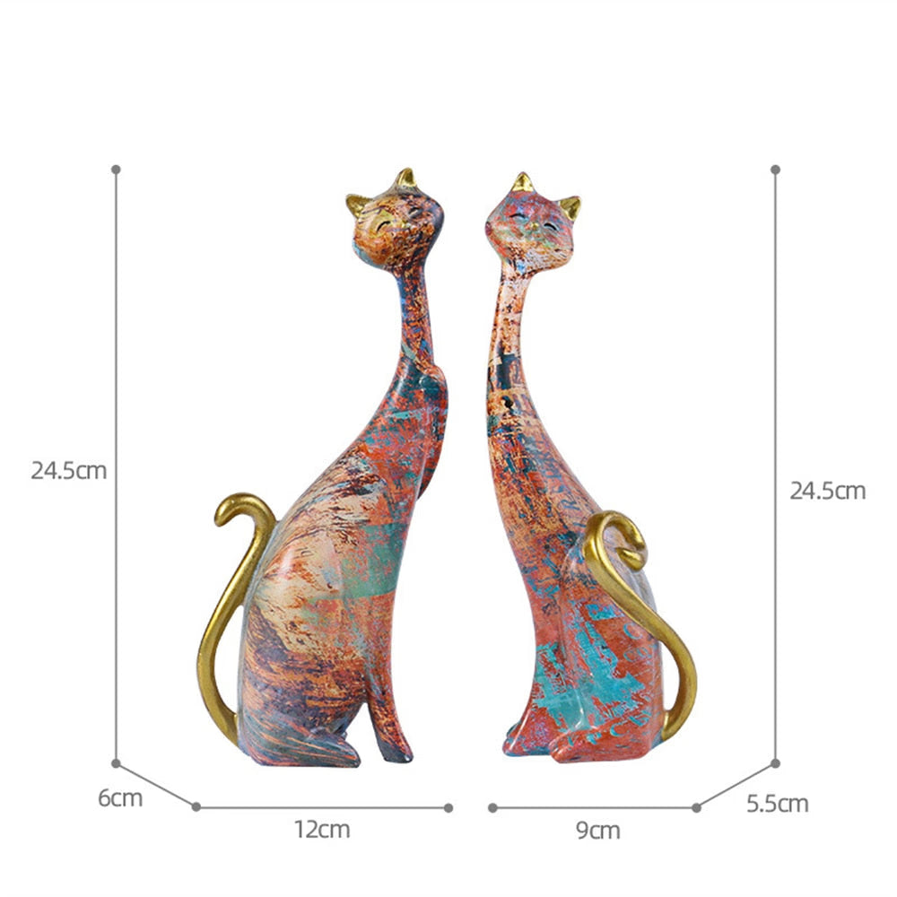 New Nordic Cute Cat Catty Resin Sculpture Figurine Office Home Decoration Ornaments Desktop Decor Handmade Craft Modern Art acacuss