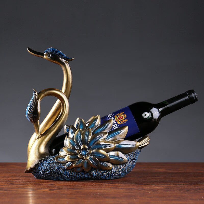 New Nordic Swan Wine Holder Resin Sculpture Figurine Office Home Decoration Ornaments Desktop Decor Handmade Craft Modern Art acacuss