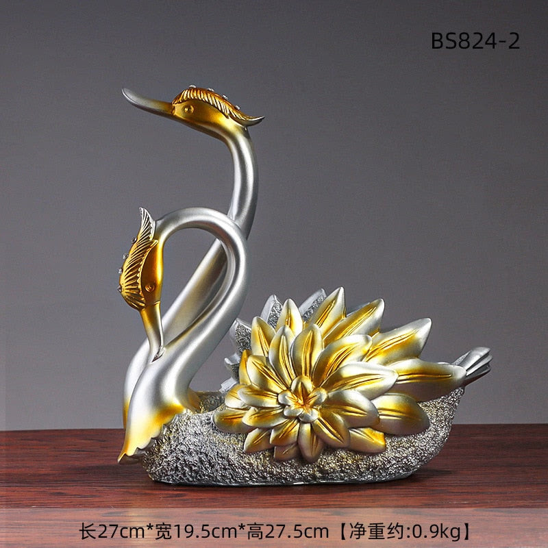 New Nordic Swan Wine Holder Resin Sculpture Figurine Office Home Decoration Ornaments Desktop Decor Handmade Craft Modern Art acacuss