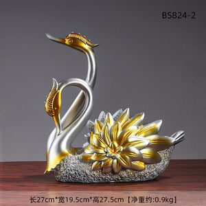 New Nordic Swan Wine Holder Resin Sculpture Figurine Office Home Decoration Ornaments Desktop Decor Handmade Craft Modern Art acacuss
