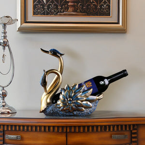 New Nordic Swan Wine Holder Resin Sculpture Figurine Office Home Decoration Ornaments Desktop Decor Handmade Craft Modern Art acacuss
