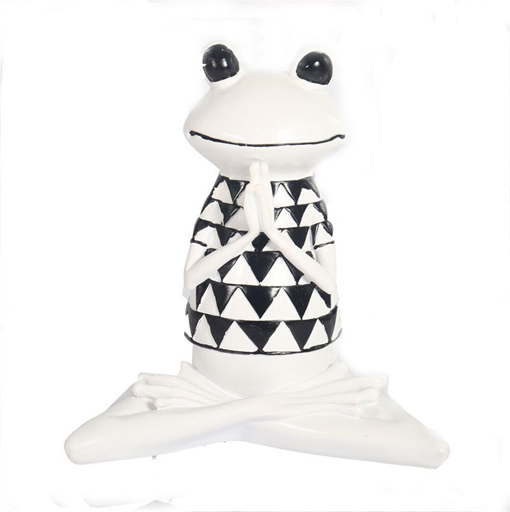 New Nordic Syle Yoga Frog Statue Resin Sculpture Figurine Office Home Decoration Desktop Decor Handmade Craft Modern Art acacuss