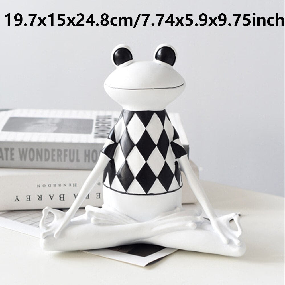 New Nordic Syle Yoga Frog Statue Resin Sculpture Figurine Office Home Decoration Desktop Decor Handmade Craft Modern Art acacuss