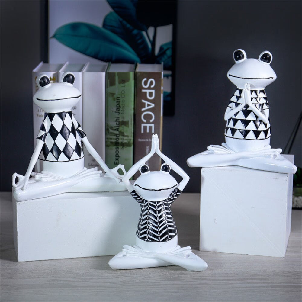 New Nordic Syle Yoga Frog Statue Resin Sculpture Figurine Office Home Decoration Desktop Decor Handmade Craft Modern Art acacuss
