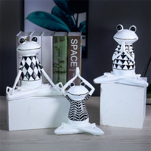 New Nordic Syle Yoga Frog Statue Resin Sculpture Figurine Office Home Decoration Desktop Decor Handmade Craft Modern Art acacuss