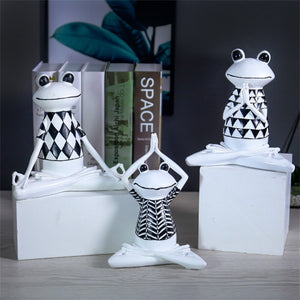 New Nordic Syle Yoga Frog Statue Resin Sculpture Figurine Office Home Decoration Desktop Decor Handmade Craft Modern Art acacuss