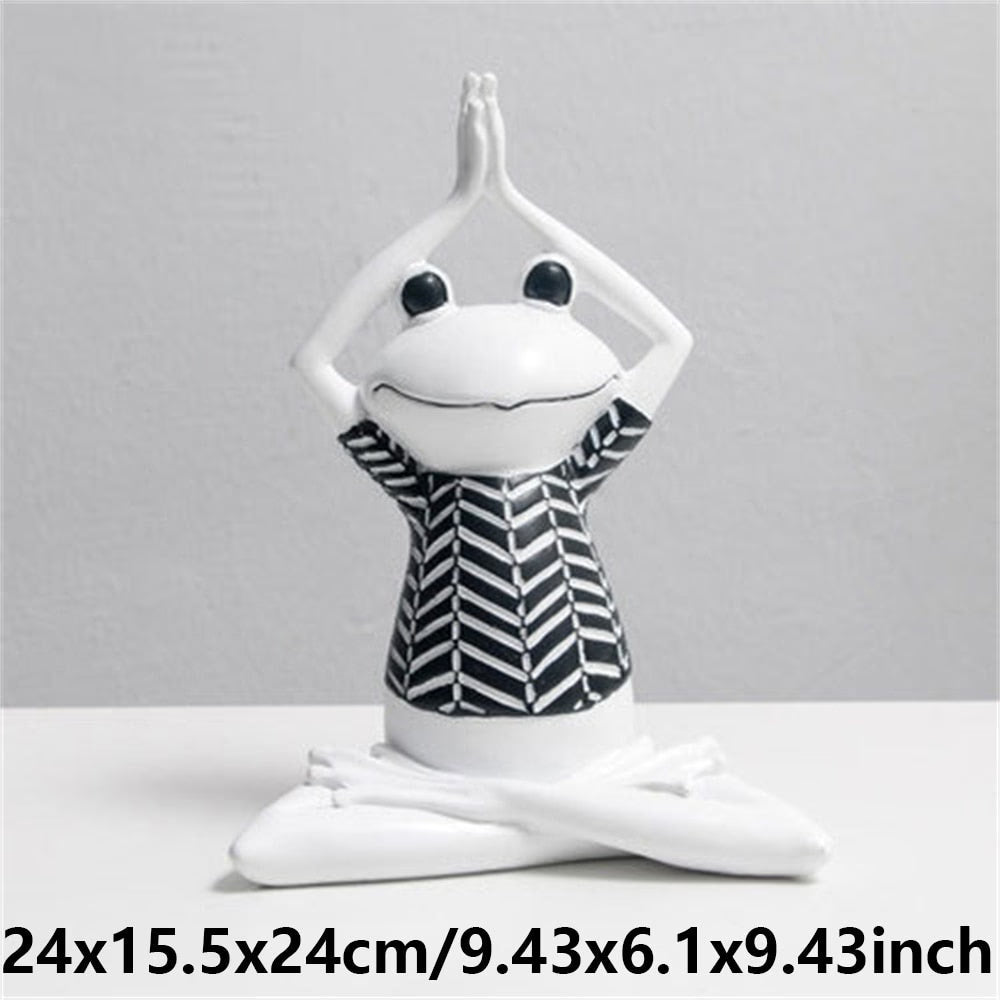 New Nordic Syle Yoga Frog Statue Resin Sculpture Figurine Office Home Decoration Desktop Decor Handmade Craft Modern Art acacuss