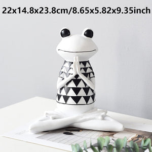 New Nordic Syle Yoga Frog Statue Resin Sculpture Figurine Office Home Decoration Desktop Decor Handmade Craft Modern Art acacuss