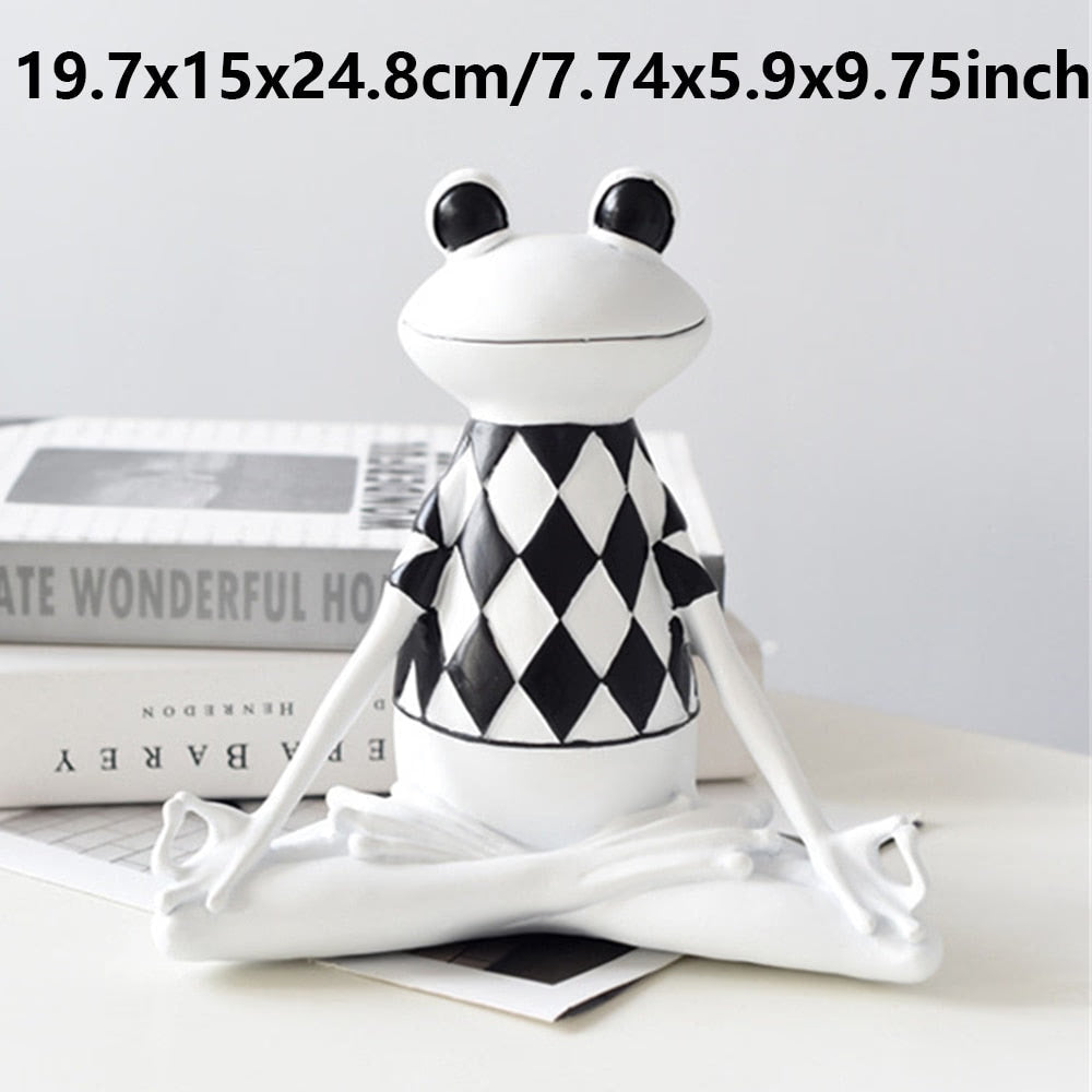 New Nordic Syle Yoga Frog Statue Resin Sculpture Figurine Office Home Decoration Desktop Decor Handmade Craft Modern Art acacuss