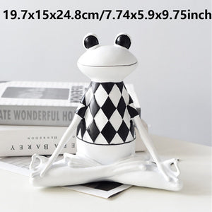 New Nordic Syle Yoga Frog Statue Resin Sculpture Figurine Office Home Decoration Desktop Decor Handmade Craft Modern Art acacuss