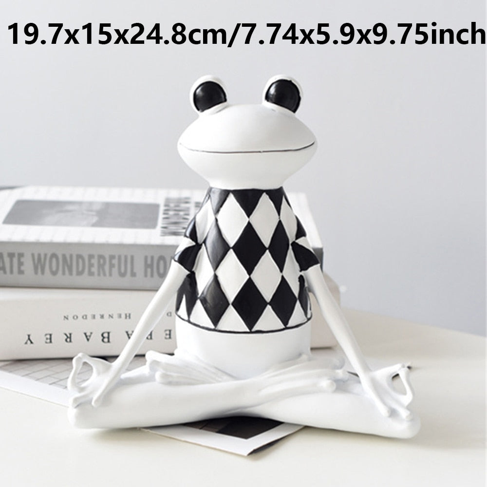 New Nordic Syle Yoga Frog Statue Resin Sculpture Figurine Office Home Decoration Desktop Decor Handmade Craft Modern Art acacuss
