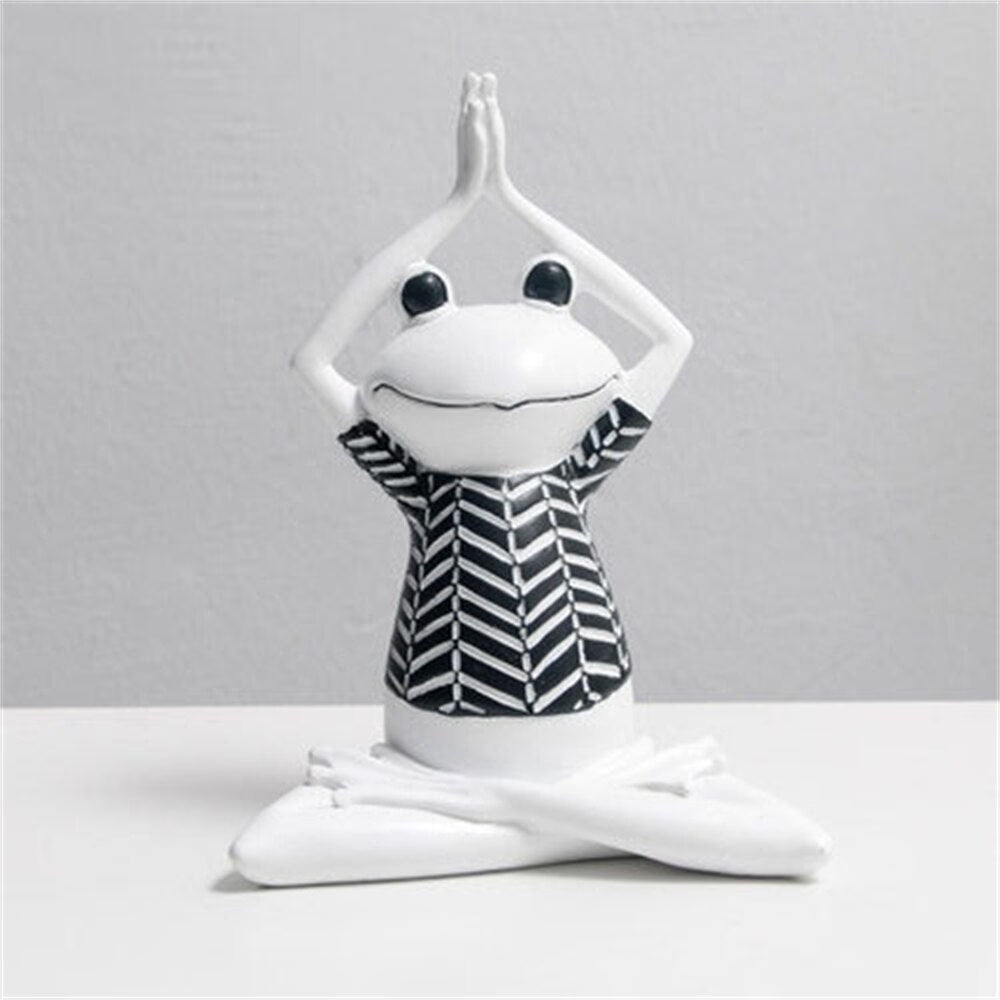 New Nordic Syle Yoga Frog Statue Resin Sculpture Figurine Office Home Decoration Desktop Decor Handmade Craft Modern Art acacuss