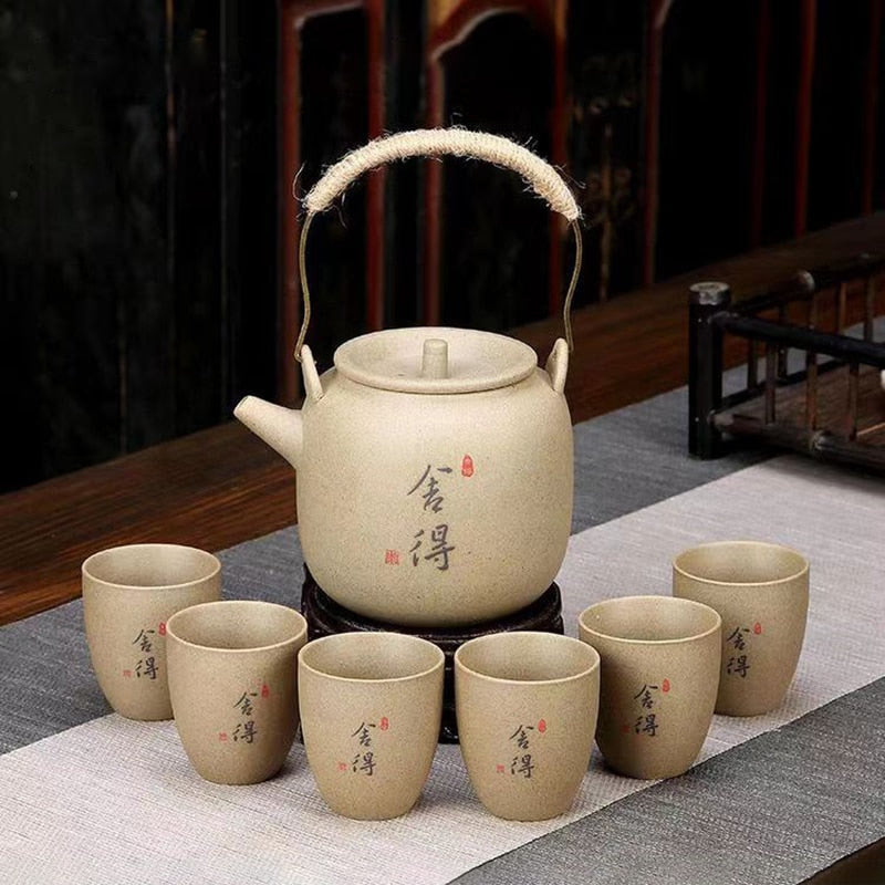 New Rough Pottery Tea Set Large Capacity Lifting Beam Pot Ceramic Cup Glass Teapot Teapot Shu Puer Kettles Mugs Coffee Cups Mug acacuss