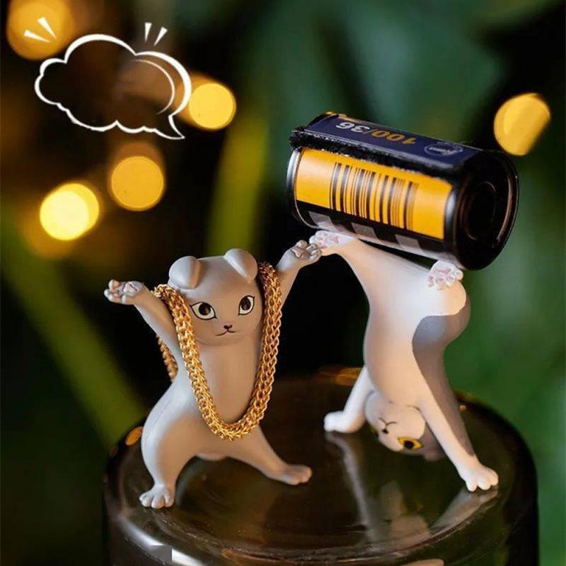 New Upgrade Cat Pen Holder Cat Figure Toy Hold Everything Cat Earphone Bracket Home Decor Birthday Christmas Gift Doll Toy acacuss