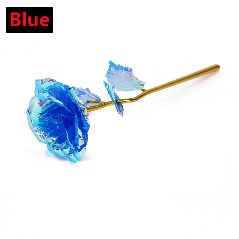 New Valentine's Day 24K Foil Plated Rose Gold Rose Lasts Forever Love Wedding Decor Lover Lighting Roses Creative Gifts 2023 acacuss