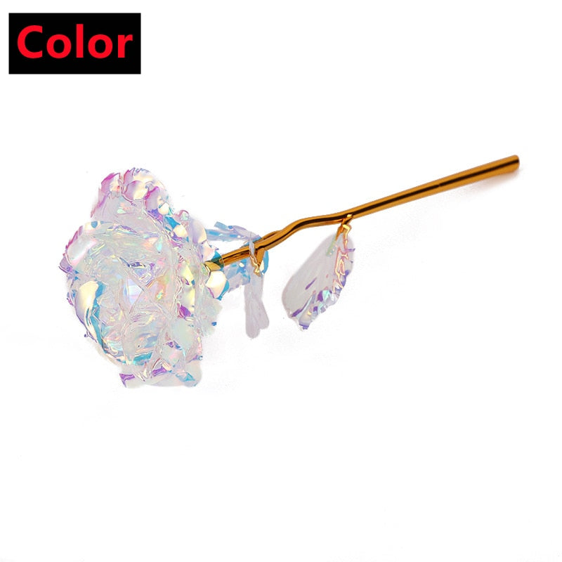 New Valentine's Day 24K Foil Plated Rose Gold Rose Lasts Forever Love Wedding Decor Lover Lighting Roses Creative Gifts 2023 acacuss