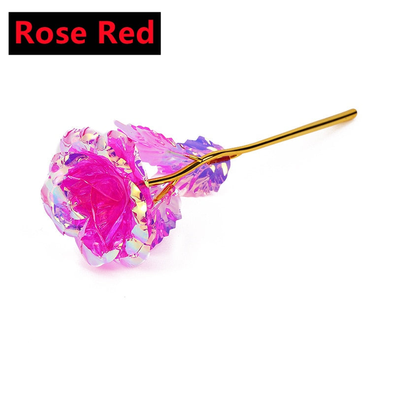 New Valentine's Day 24K Foil Plated Rose Gold Rose Lasts Forever Love Wedding Decor Lover Lighting Roses Creative Gifts 2023 acacuss