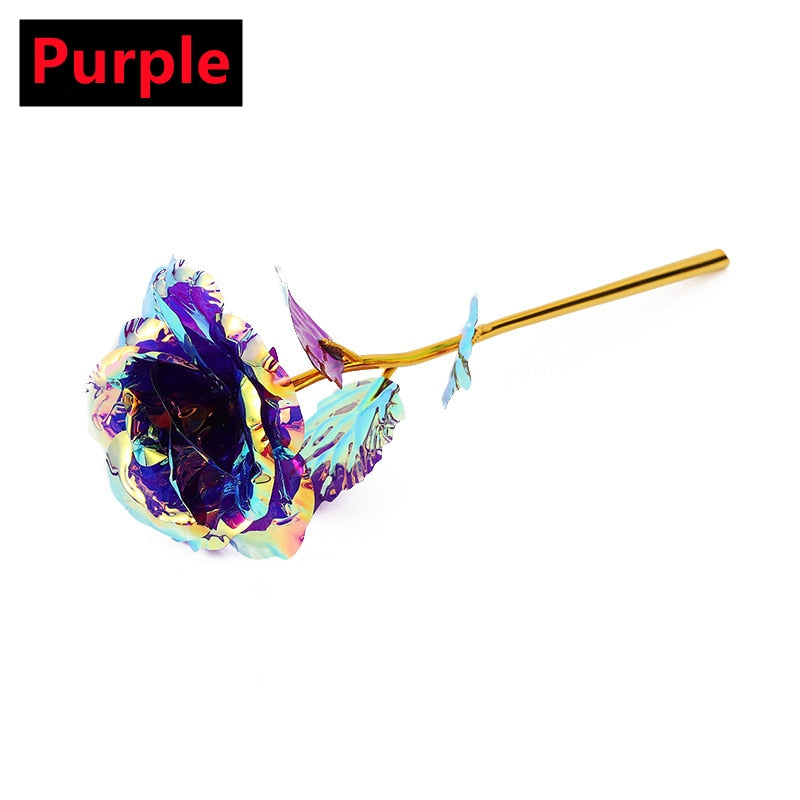 New Valentine's Day 24K Foil Plated Rose Gold Rose Lasts Forever Love Wedding Decor Lover Lighting Roses Creative Gifts 2023 acacuss