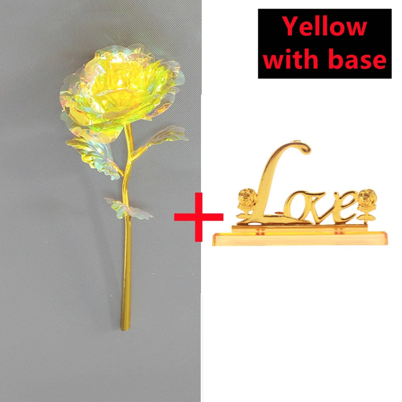 New Valentine's Day 24K Foil Plated Rose Gold Rose Lasts Forever Love Wedding Decor Lover Lighting Roses Creative Gifts 2023 acacuss