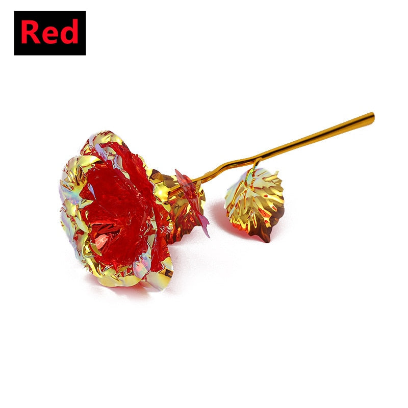 New Valentine's Day 24K Foil Plated Rose Gold Rose Lasts Forever Love Wedding Decor Lover Lighting Roses Creative Gifts 2023 acacuss