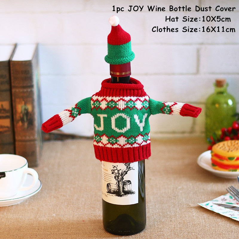 2024 New Year Christmas Wine Bottle Covers Bag Holiday Champagne Bottle Cover Merry Christmas Table Decorations for Home Xmas acacuss