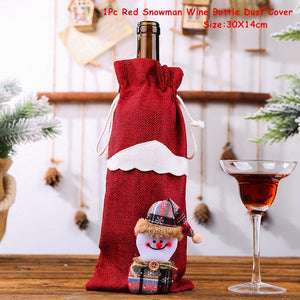 2024 New Year Christmas Wine Bottle Covers Bag Holiday Champagne Bottle Cover Merry Christmas Table Decorations for Home Xmas acacuss