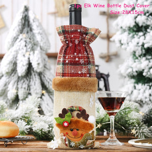 2024 New Year Christmas Wine Bottle Covers Bag Holiday Champagne Bottle Cover Merry Christmas Table Decorations for Home Xmas acacuss