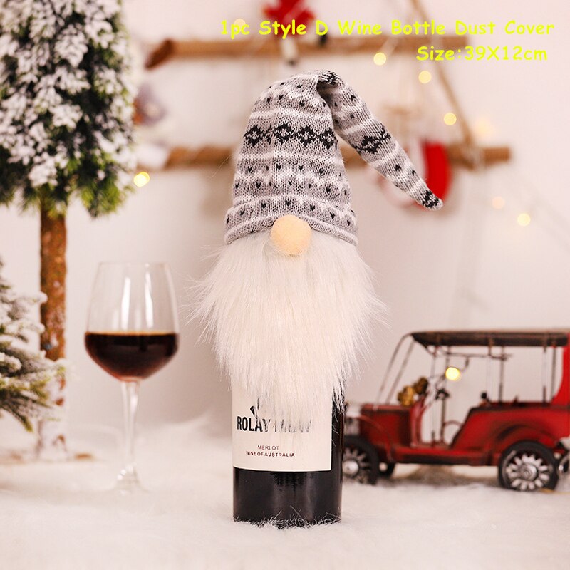 2024 New Year Christmas Wine Bottle Covers Bag Holiday Champagne Bottle Cover Merry Christmas Table Decorations for Home Xmas acacuss
