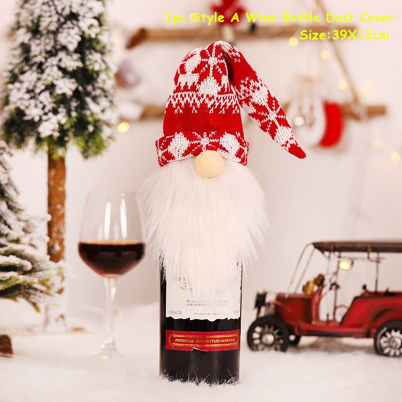 2024 New Year Christmas Wine Bottle Covers Bag Holiday Champagne Bottle Cover Merry Christmas Table Decorations for Home Xmas acacuss