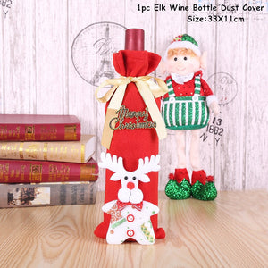 2024 New Year Christmas Wine Bottle Covers Bag Holiday Champagne Bottle Cover Merry Christmas Table Decorations for Home Xmas acacuss